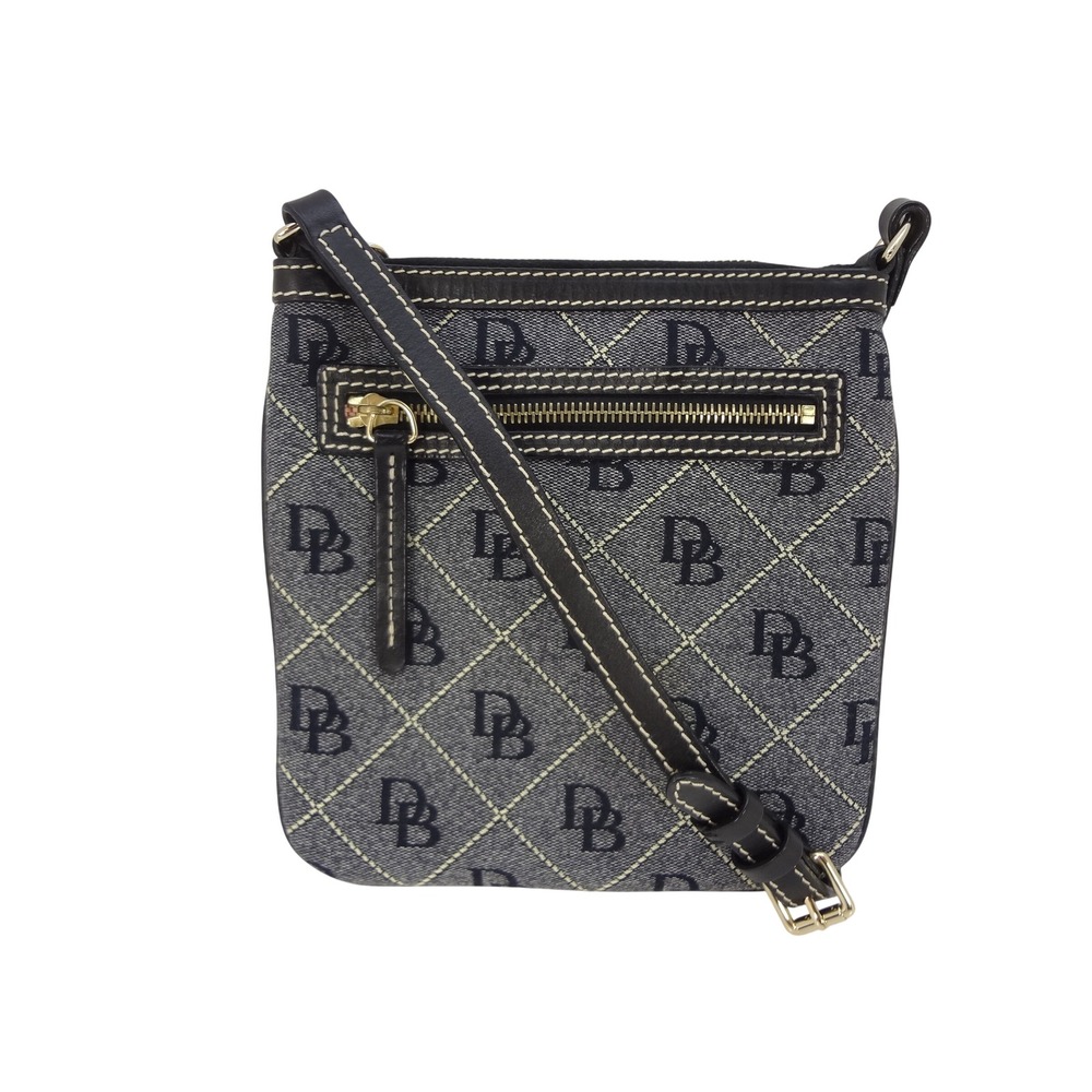 Dooney & Bourke Signature Monogram Crossbody Bag Navy Blue Quilted Messenger